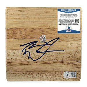 Darius Miles Signed Trail Blazers Basketball Floor Board Beckett BAS Autographed